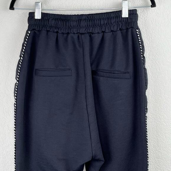 The Kooples Grosgrain Trim High Rise Tapered Black Ankle Jogger Sweatpants XS/LG - Picture 11 of 16